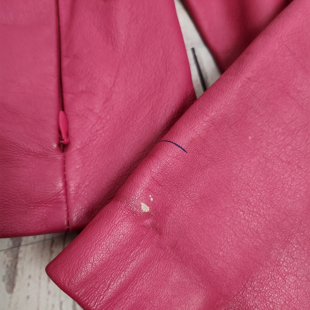 Wilsons Leather Raspberry Pink Fitted Moto Jacket - Picture 3 of 5